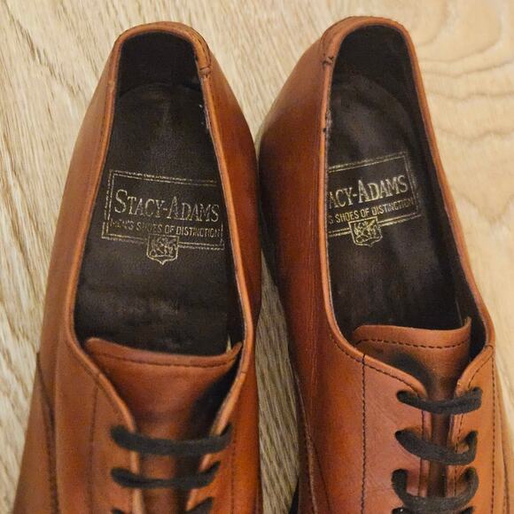 Stacy Adams Madison Oak Brown Leather Dress Shoes Oxford Cap Toe Mens Size 9.5 D - Picture 7 of 10